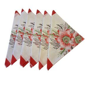 Vintage Floral MCM Cloth Luncheon Napkins Set of 6